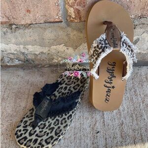 Gypsy Jazz Leopard Print Sandals with Black and Brown
